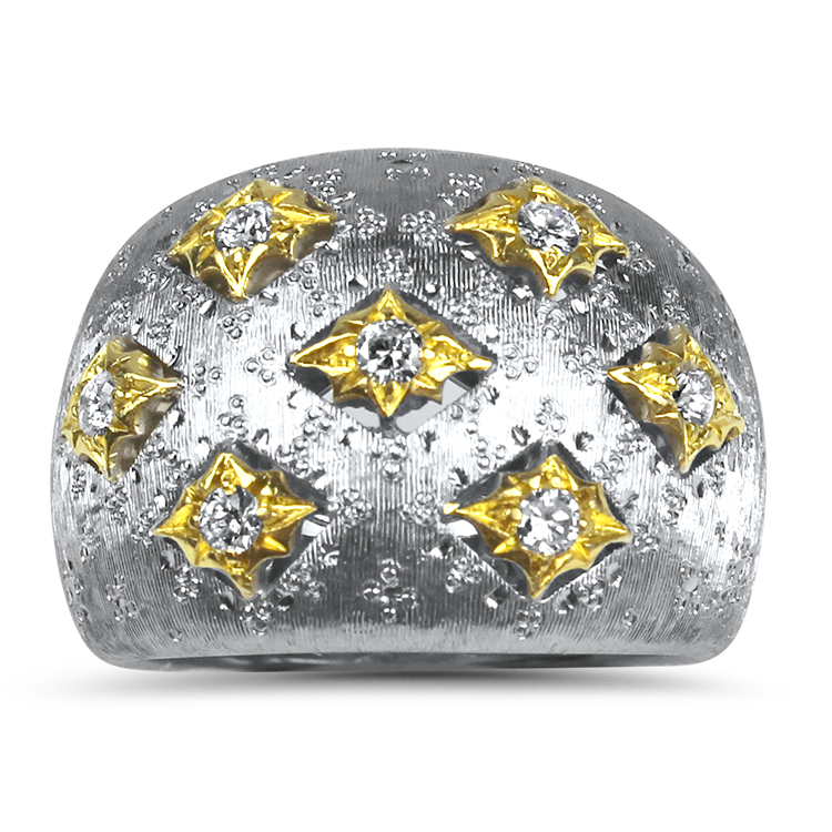 PAGE Estate Engagement Ring Estate 18k Yellow & White Gold Chunky Diamond Ring 6.25