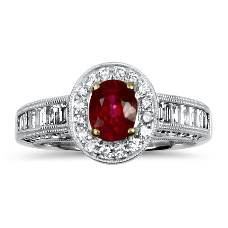 PAGE Estate Ring Estate 18K Yellow & White Gold Ruby & Diamond Ring 6.5