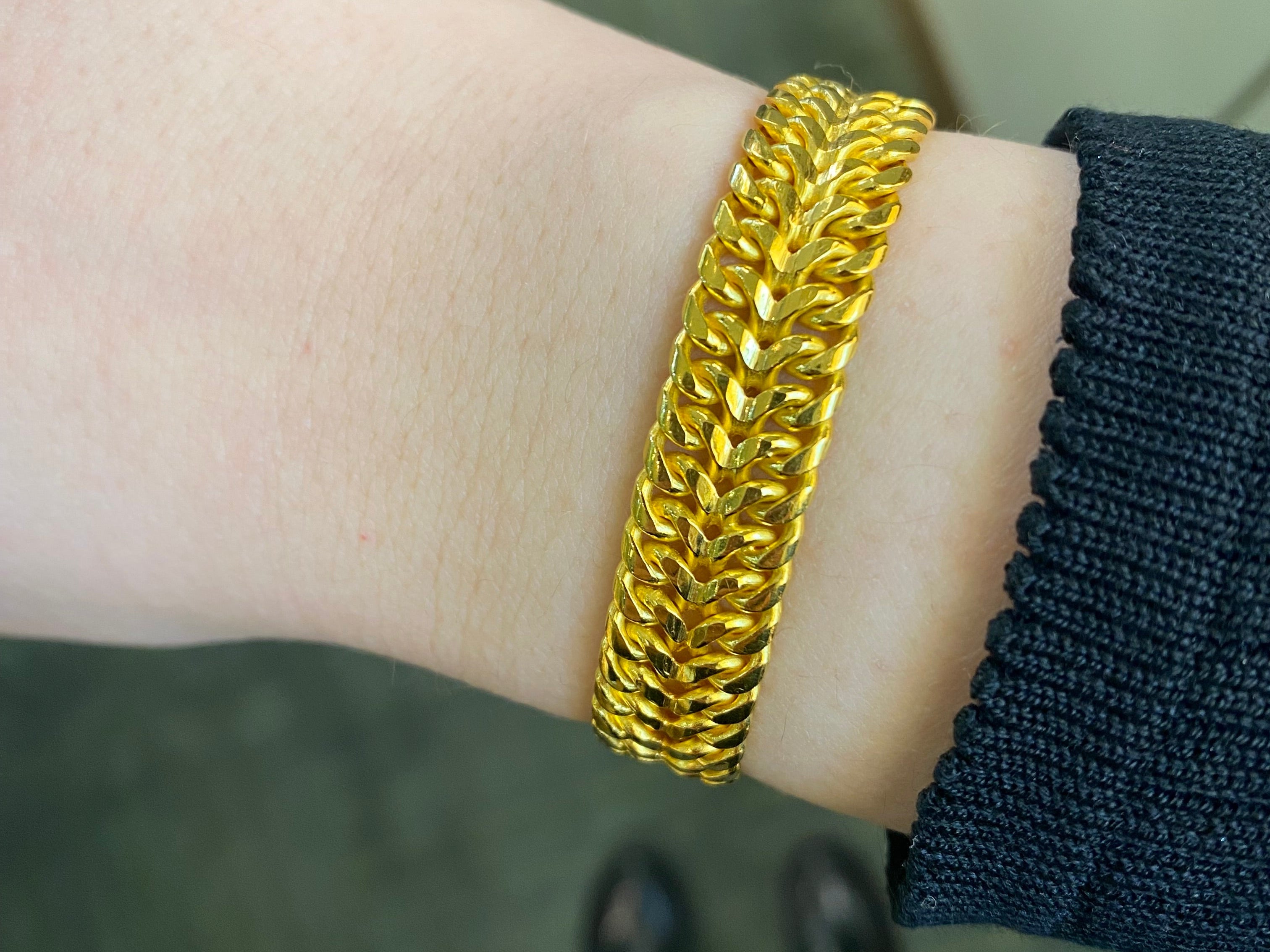 PAGE Estate Bracelet Estate 22k Yellow Gold Double Curb Link Bracelet
