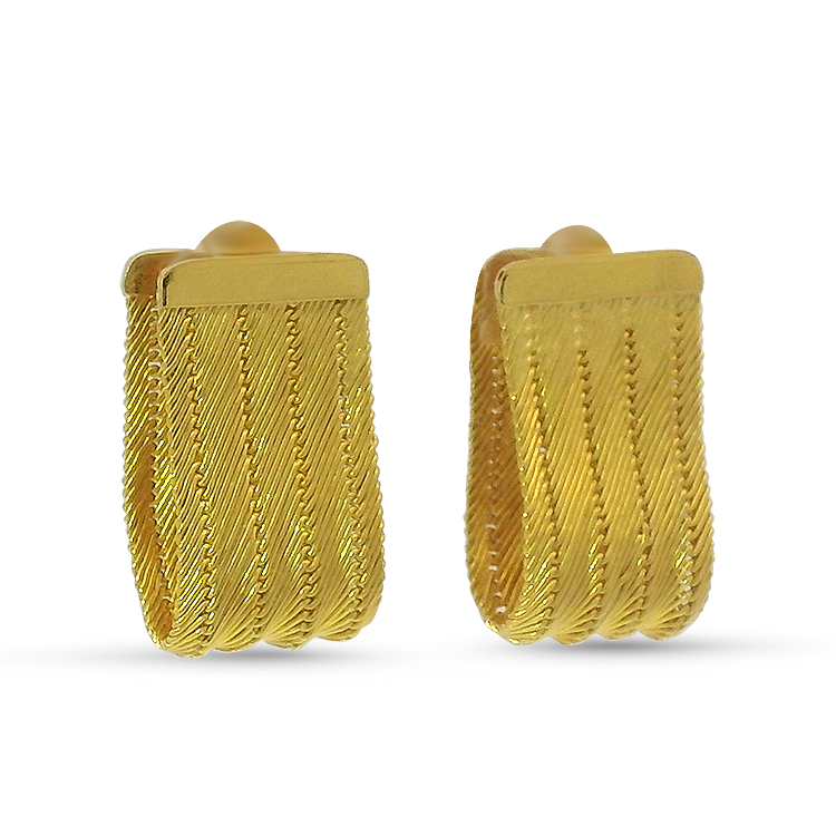 PAGE Estate Earrings Estate 22k Yellow Gold Folding Woven Earrings