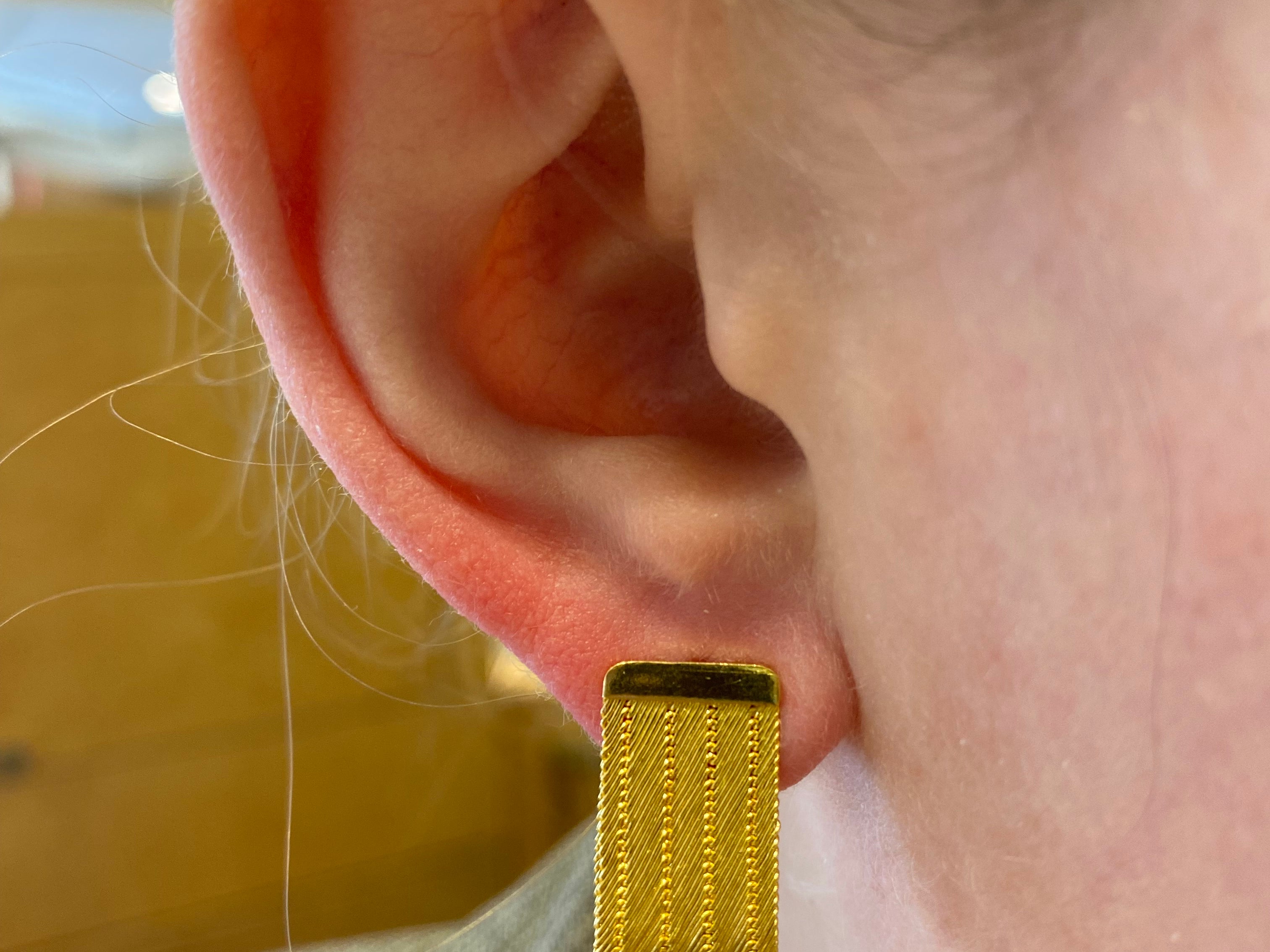 PAGE Estate Earrings Estate 22k Yellow Gold Folding Woven Earrings