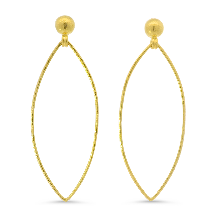 PAGE Estate Earrings Estate 22k Yellow Gold Gurhan Navette Drop Dangle Earrings