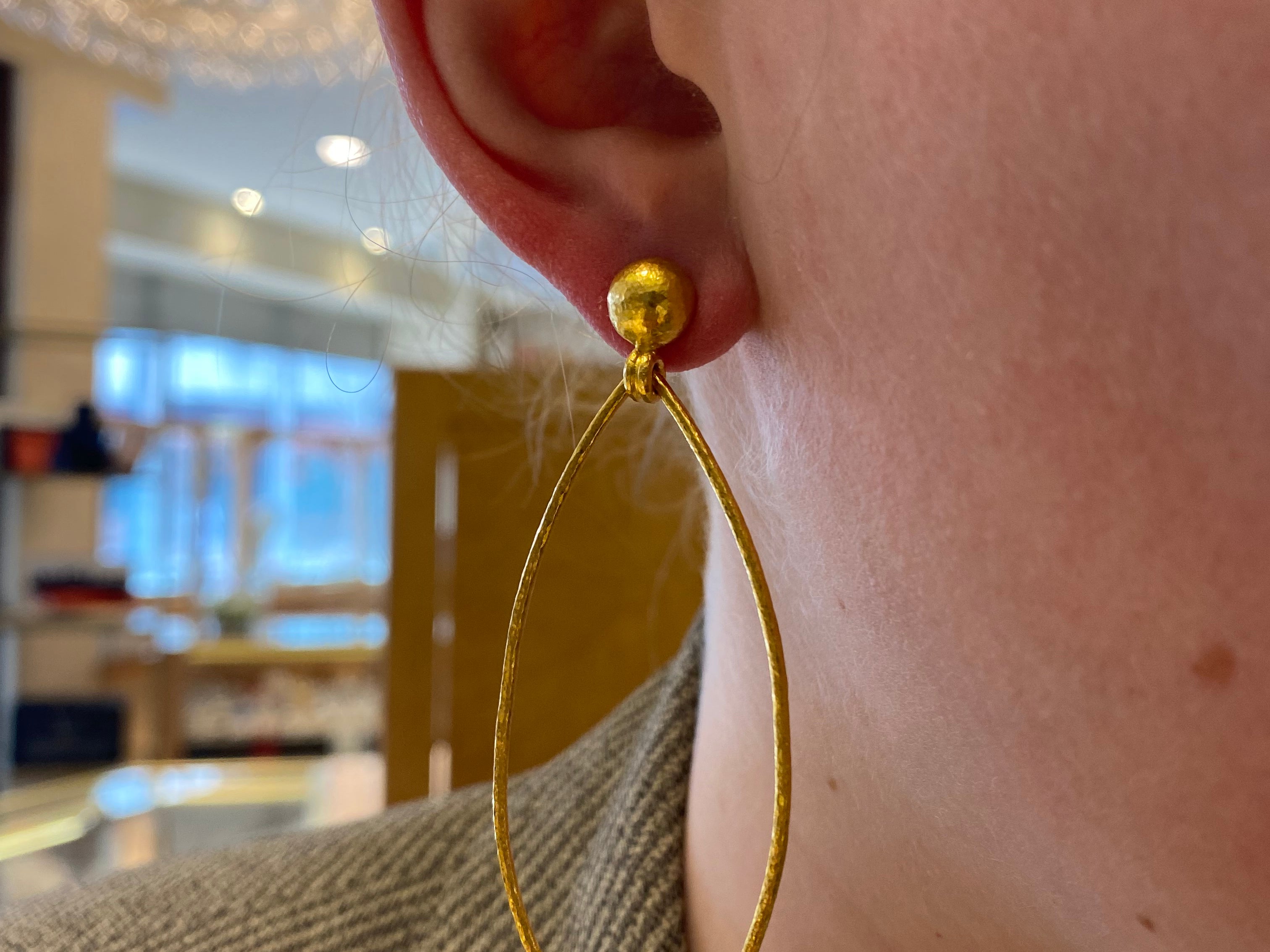 PAGE Estate Earrings Estate 22k Yellow Gold Gurhan Navette Drop Dangle Earrings