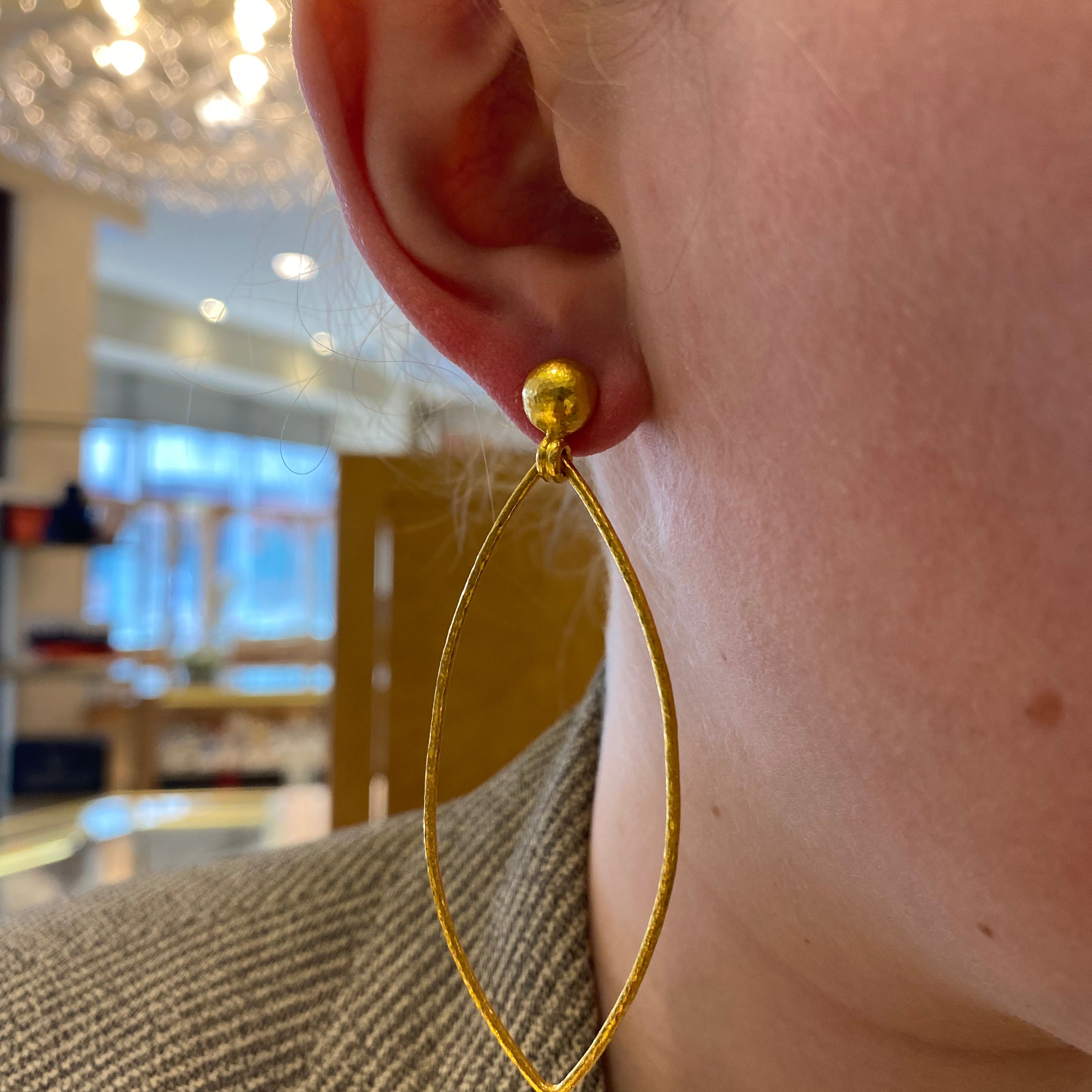 PAGE Estate Earrings Estate 22k Yellow Gold Gurhan Navette Drop Dangle Earrings