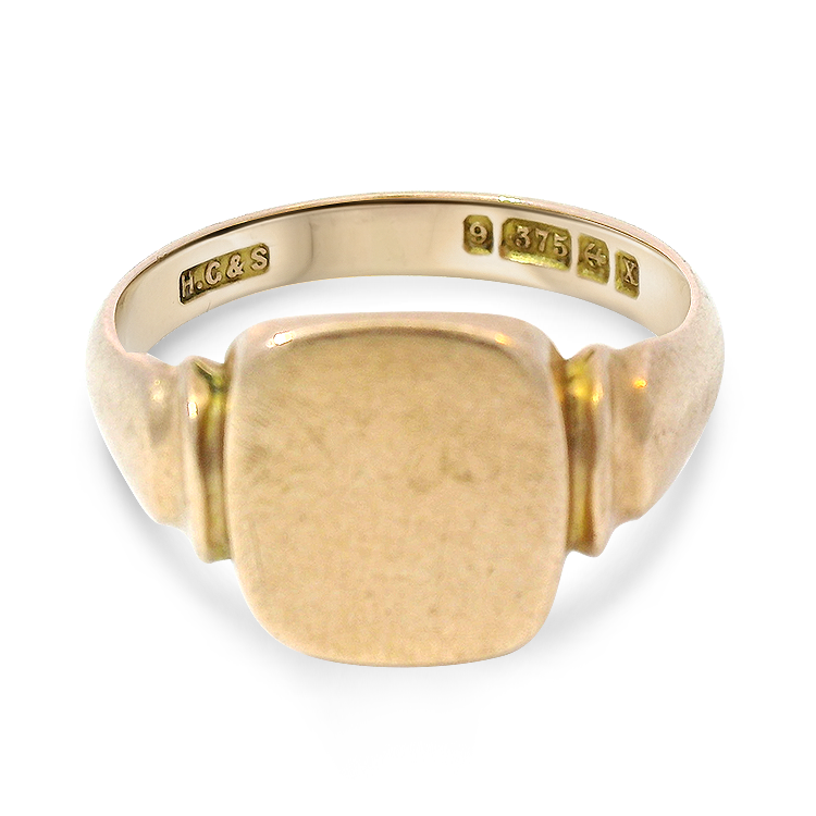 PAGE Estate Men's Jewelry Estate 9K Rose Gold Edwardian Signet Ring 9