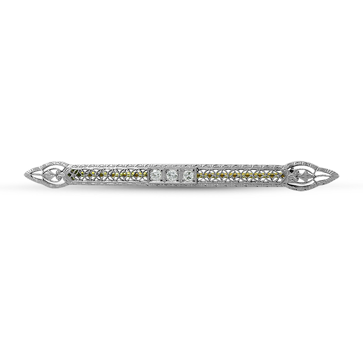 PAGE Estate Pins & Brooches Estate Antique 14K Two-Tone Gold Filigree Diamond Pin