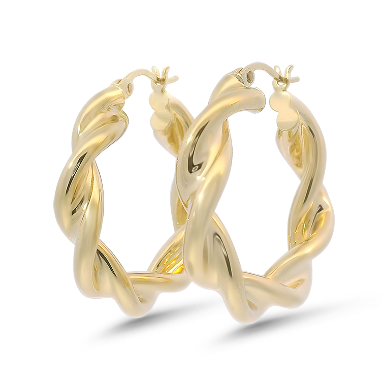 PAGE Estate Earrings Estate ARLA 14K Yellow Gold Twist Hoop Earrings