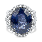 PAGE Estate Ring Estate Christopher Designs 18K White Gold Sapphire & Diamond Ring 7.5