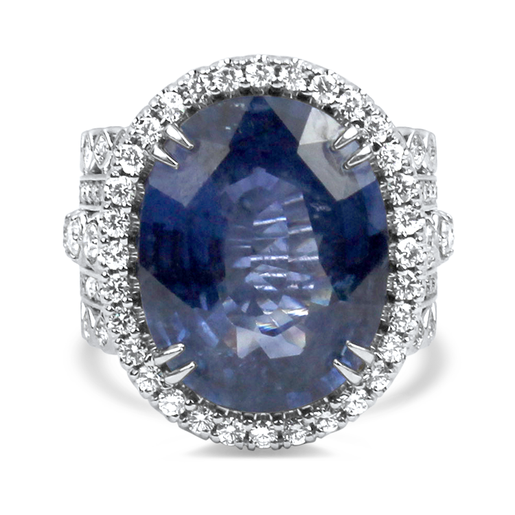 PAGE Estate Ring Estate Christopher Designs 18K White Gold Sapphire & Diamond Ring 7.5