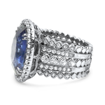 PAGE Estate Ring Estate Christopher Designs 18K White Gold Sapphire & Diamond Ring 7