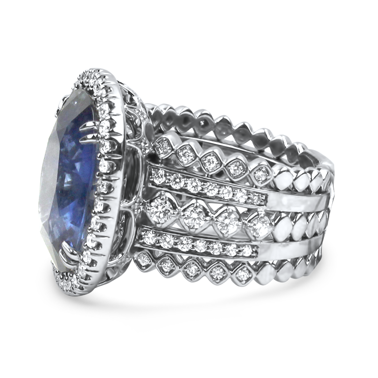 PAGE Estate Ring Estate Christopher Designs 18K White Gold Sapphire & Diamond Ring 7