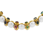 PAGE Estate Necklaces and Pendants Estate David Stern 14k Yellow Gold Multi-Stone Mabe Pearl Collar Necklace