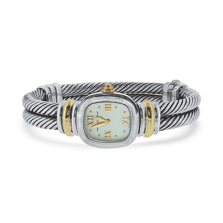 PAGE Estate Watch Estate David Yurman Sterling Silver & 18K Gold Cable Watch with Mother-of-Pearl Dial