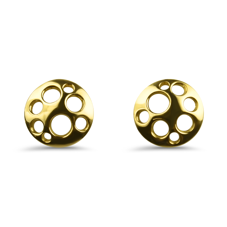 PAGE Estate Earrings Estate Etienne Perret 18k Yellow Gold Pieced Disc Stud Earrings