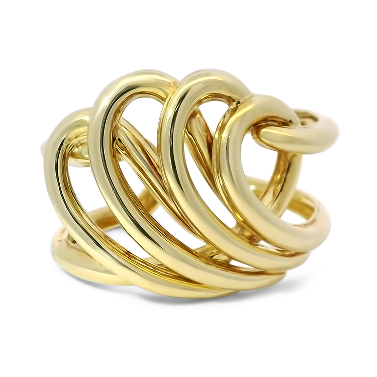 PAGE Estate Bracelet Estate Ettore Panelli 18k Yellow Gold Hinged Wave Cuff Bracelet