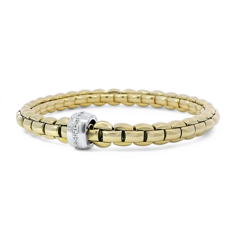 PAGE Estate Bracelet Estate Fope 18k Yellow and White Gold Eka Flex’it Bracelet with Diamond Rondel - Large