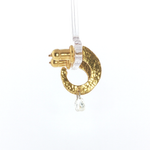 PAGE Estate Earrings Estate Hammered 24K Yellow Gold Diamond Briolette Drop Earrings