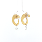 PAGE Estate Earrings Estate Hammered 24K Yellow Gold Diamond Briolette Drop Earrings