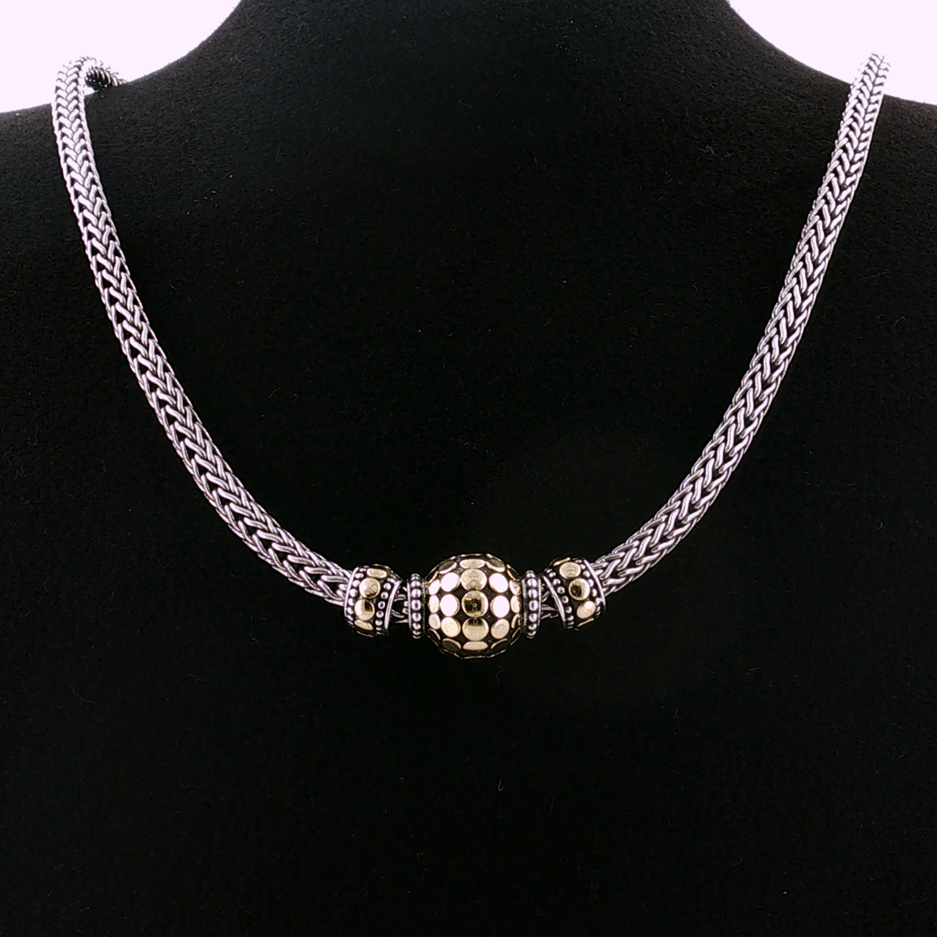 PAGE Estate Necklaces Estate John Hardy Dot Woven Chain Necklace in Sterling Silver