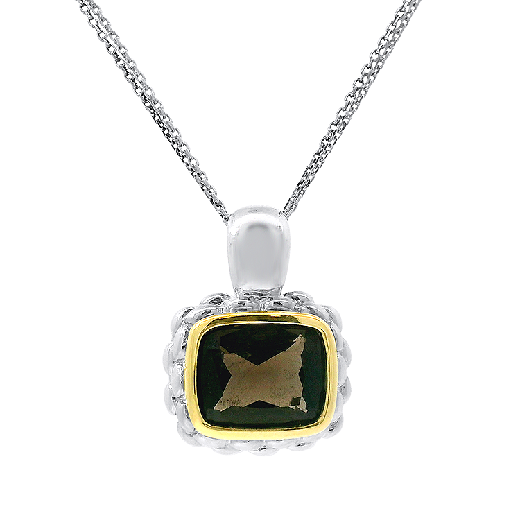 PAGE Estate Necklaces and Pendants Estate Lagos Sterling Silver & 18K Yellow Gold Smoky Quartz Pendant