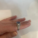 PAGE Estate Ring Estate Late Art Deco Platinum Sapphire & Diamond Ring 4