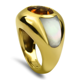 PAGE Estate Ring Estate Maboussin 18K Yellow Gold Citrine & Mother of Pearl Ring 4.5