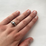 PAGE Estate Ring Estate Mikimoto 18k White Gold Black South Sea Pearl & Diamond Ring 6