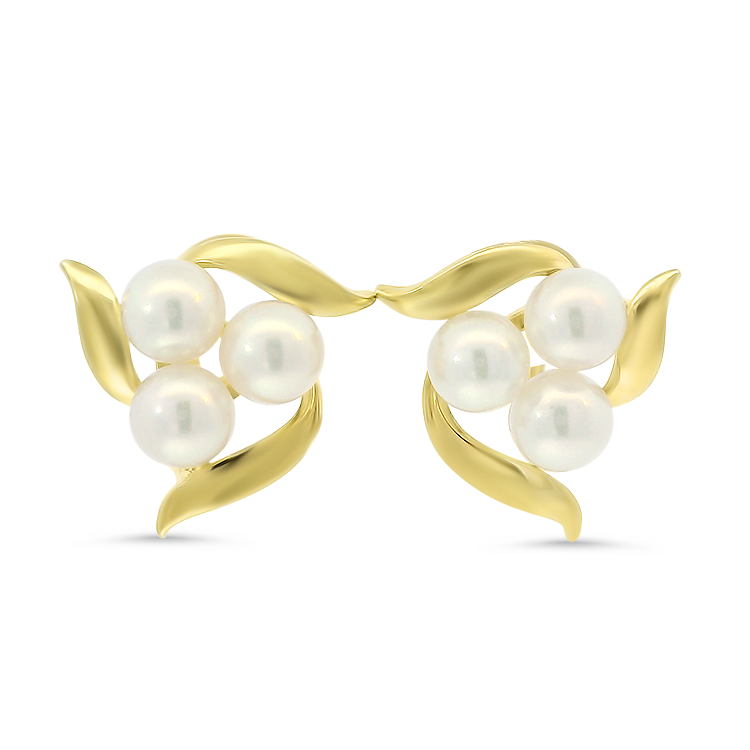PAGE Estate Earring Estate Mikimoto 18k Yellow Gold Akoya Pearl Earrings