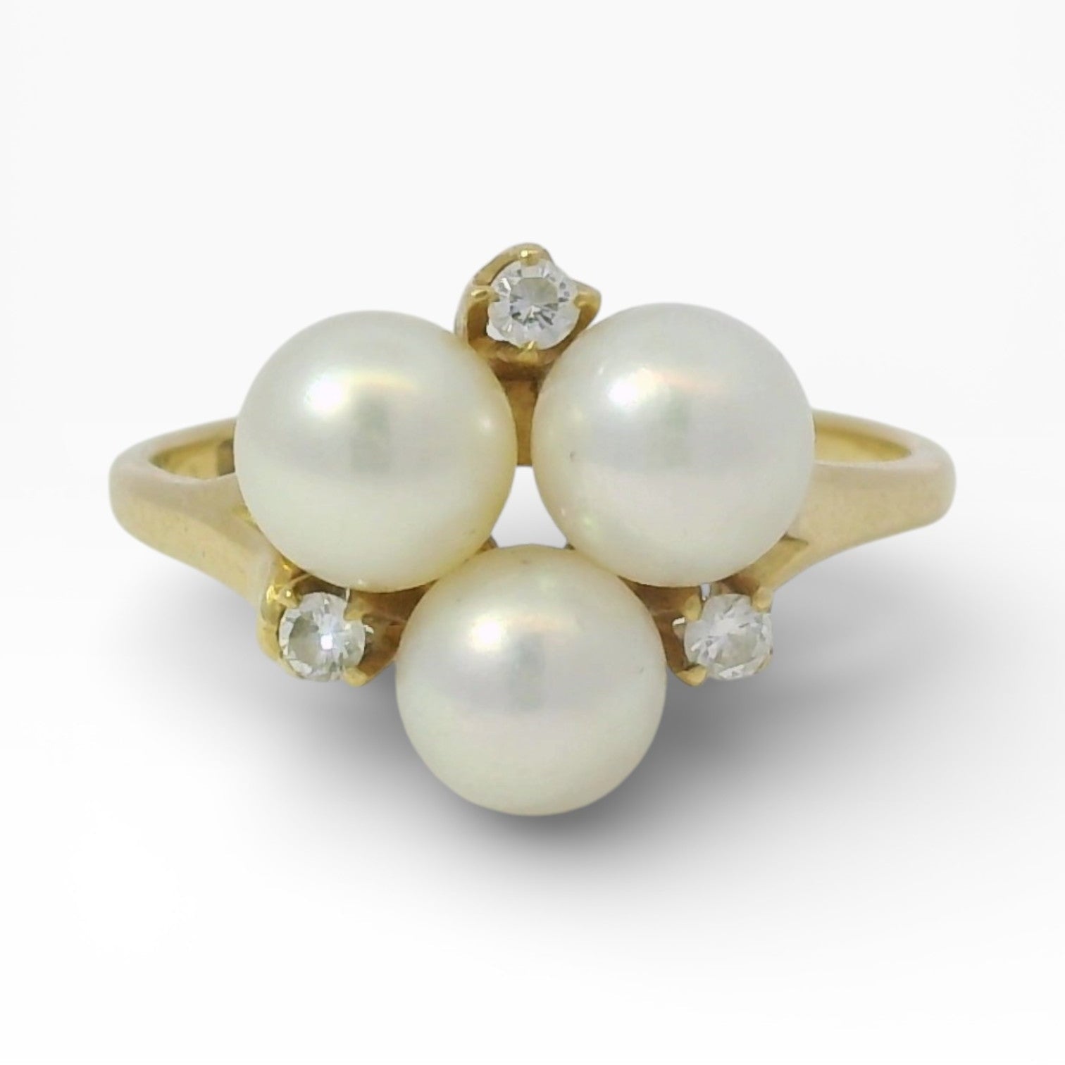 PAGE Estate Ring Estate Mikimoto 18K Yellow Gold Pearl & Diamond Ring 5.75