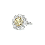 PAGE Estate Ring Estate Platinum & 14K Yellow Gold Antique Diamond Daisy Ring 5.5