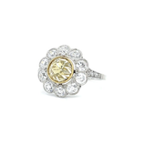 PAGE Estate Ring Estate Platinum & 14K Yellow Gold Antique Diamond Daisy Ring 5.5