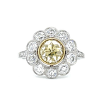 PAGE Estate Ring Estate Platinum & 14K Yellow Gold Antique Diamond Daisy Ring 5.5