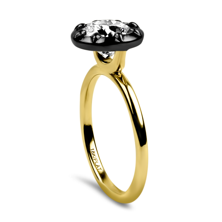 PAGE Estate Engagement Ring Estate Platinum & 18k Yellow Gold Colette Style Solitaire Diamond Engagement Ring 6.75