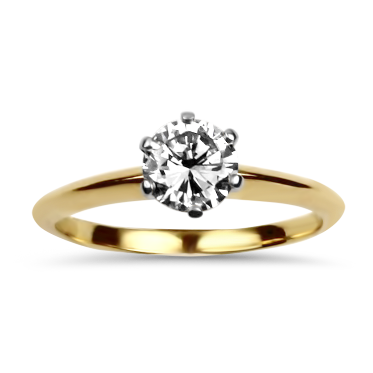 PAGE Estate Engagement Ring Estate Platinum 18K Yellow Gold Diamond Solitaire Engagement Ring 5.75