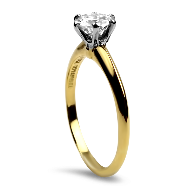 PAGE Estate Engagement Ring Estate Platinum 18K Yellow Gold Diamond Solitaire Engagement Ring 5.75