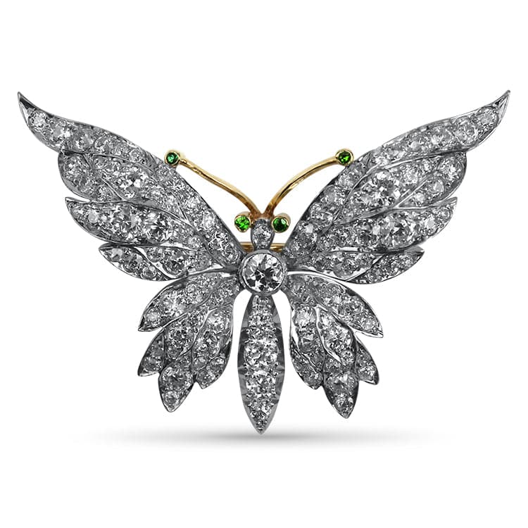 PAGE Estate Pins & Brooches Estate Platinum 18K Yellow Gold Edwardian Diamond Butterfly Brooch