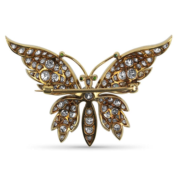 PAGE Estate Pins & Brooches Estate Platinum 18K Yellow Gold Edwardian Diamond Butterfly Brooch