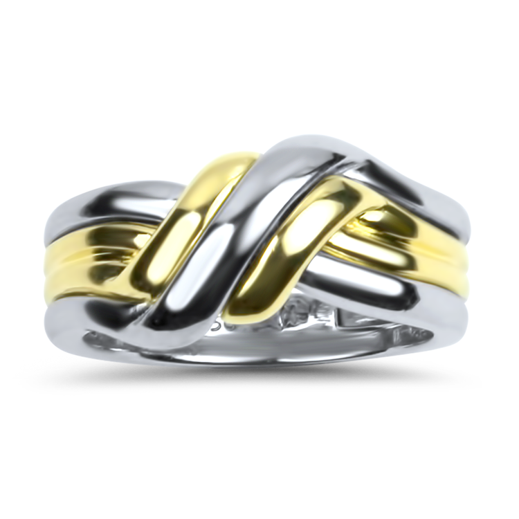 PAGE Estate Ring Estate Platinum & 18K Yellow Gold Four-Strand Knot Band 11