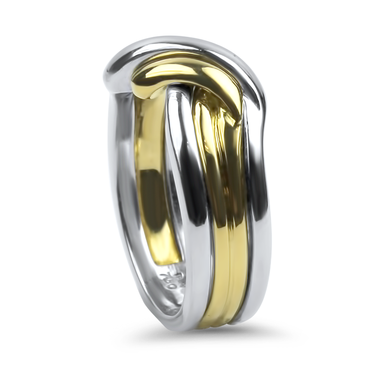 PAGE Estate Ring Estate Platinum & 18K Yellow Gold Four-Strand Knot Band 11