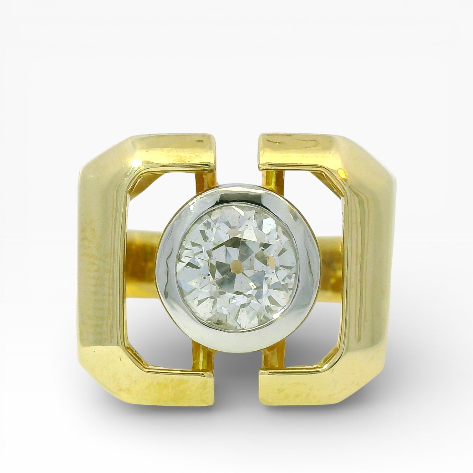 PAGE Estate Ring Estate Platinum & 18K Yellow Gold Old European Cut Diamond Ring – 2.05ct 8
