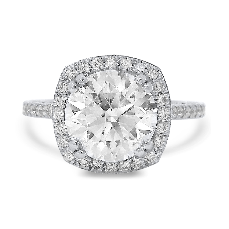 Page Estate Engagement Ring Estate Platinum 3.01ct Diamond Halo Engagement Ring