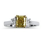 PAGE Estate Engagement Ring Estate Platinum and 18k Yellow Gold Fancy Yellow Diamond Ring 6.5