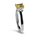 PAGE Estate Engagement Ring Estate Platinum and 18k Yellow Gold Fancy Yellow Diamond Ring 6.5