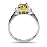 PAGE Estate Engagement Ring Estate Platinum and 18k Yellow Gold Fancy Yellow Diamond Ring 6.5