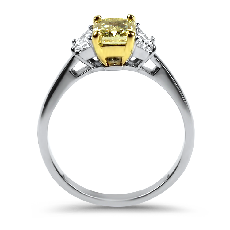 PAGE Estate Engagement Ring Estate Platinum and 18k Yellow Gold Fancy Yellow Diamond Ring 6.5