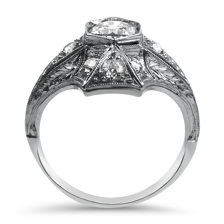 PAGE Estate Ring Estate Platinum Antique Reproduction Style Old European Cut Diamond Ring 5.5