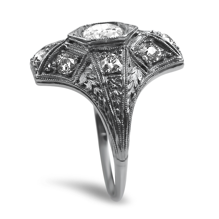 PAGE Estate Ring Estate Platinum Antique Reproduction Style Old European Cut Diamond Ring 5.5