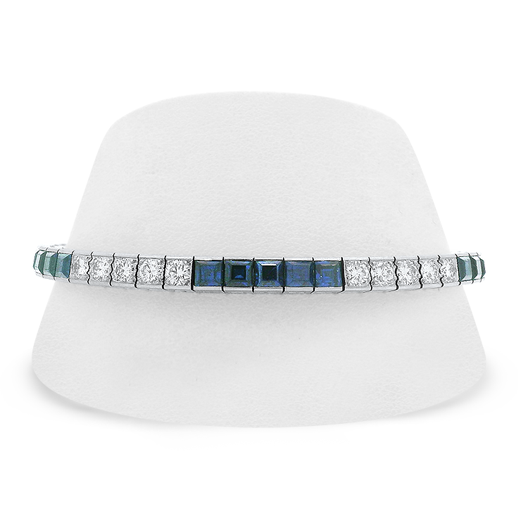 PAGE Estate Bracelet Estate Platinum Art Deco Blue Sapphire & Diamond Line Bracelet
