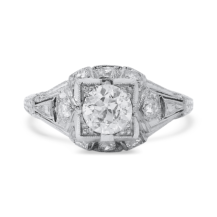 PAGE Estate Ring Estate Platinum Art Deco Diamond Ring 5.75