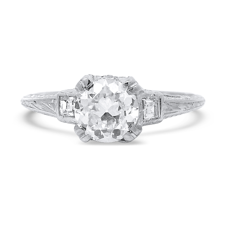 PAGE Estate Ring Estate Platinum Art Deco Old European-Cut Diamond Ring 7.5
